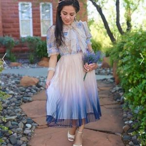 Chicwish we know it all gradient pleated mesh tulle dress